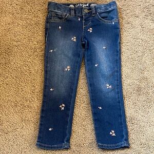 Girls jeans Cat & Jack Denim Pants with Pink Floral Accents size 4t